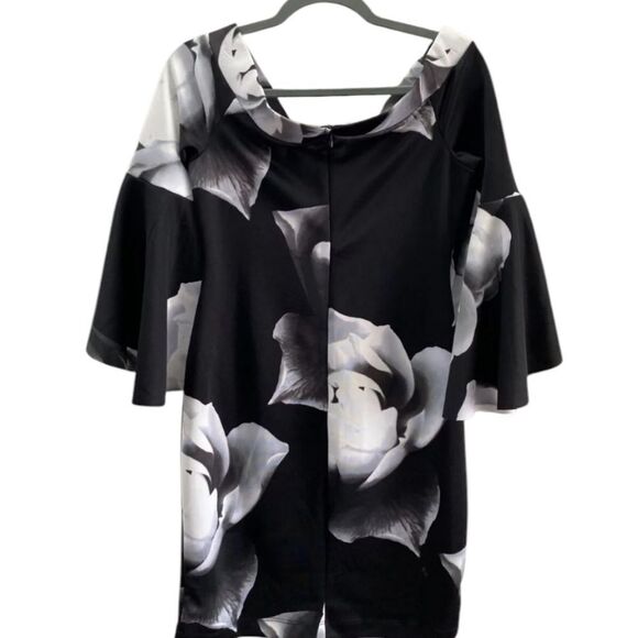 VENUS Black and White Floral Off-Shoulder Dress - Picture 3 of 13